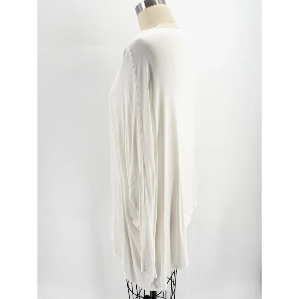 MAJESTIC FILATURES ASYMMETRICAL HEMLINE LONG SLEEVE TEE 3/M white - Picture 5 of 9
